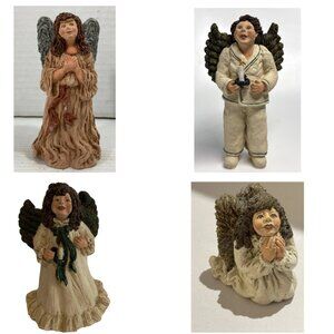 June McKenna VINTAGE Ivory Angel Figurines, Set of 4, 1987-1991